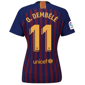 11-Ousmane Dembélé Barcelona Women's 2018-19 Home Stadium Player Jersey – Blue