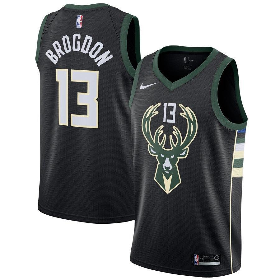 13-Malcolm Brogdon Milwaukee Bucks Swingman Jersey - Statement Edition – Black