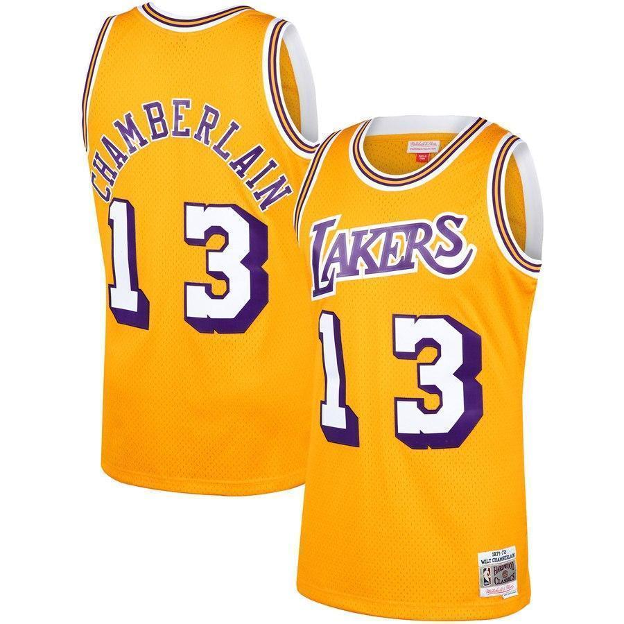 13-Wilt Chamberlain Los Angeles Lakers  Hardwood Classics Swingman Jersey – Gold