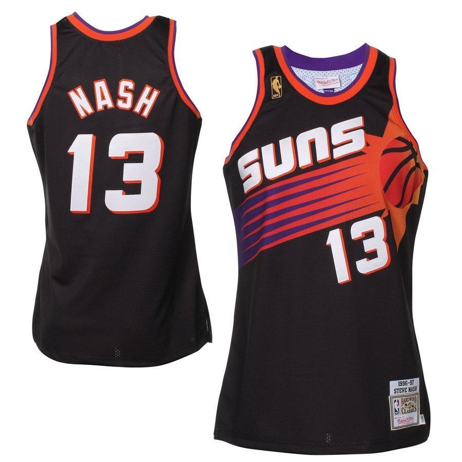 13- Steve Nash Phoenix Suns 1996-97 Hardwood Classics Throwback Authentic Home Jersey - Black