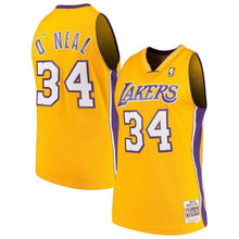 Load image into Gallery viewer, 34- Shaquille O'Neal Los Angeles Lakers 1996-97 Throwback Authentic Home Jersey - Gold