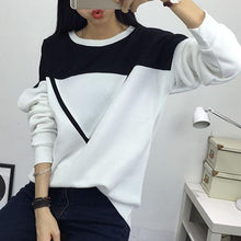 Load image into Gallery viewer, 2019 Winter New Fashion Black and White Spell Color Patchwork Hoodies