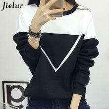 Load image into Gallery viewer, 2019 Winter New Fashion Black and White Spell Color Patchwork Hoodies