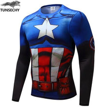Load image into Gallery viewer, Iron man T-shirt captain America civil war T-shirt 3d-printed avenger 3 long-sleeve fitness suit men's fashion sports T-shirt