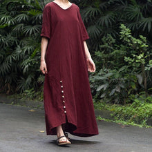 Load image into Gallery viewer, Celmia 2019 Summer Vintage Women Cotton Linen Maxi Long Dress Casual Buttons Loose Party Robe Vestidos Mujer