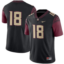 Load image into Gallery viewer, #18 Florida State Seminoles Football Game Jersey – Black