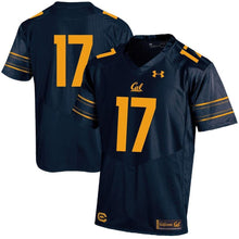 Load image into Gallery viewer, #17 Cal Bears Under Armour Premier Football Jersey - Navy